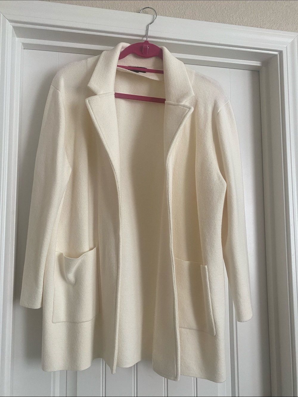 J. Crew Cream Open-Front Coatigan with Patch Pockets